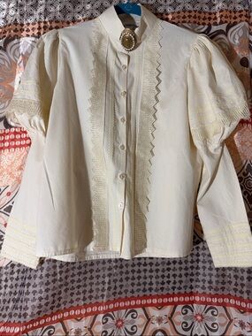 Vintage Edwardian/Victorian Lace Blouse Mutton Leg Sleeves - RECOLLECTIONS brand
